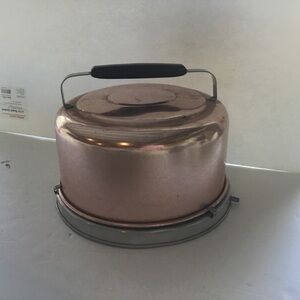 Cake carrying Pan with Black Handle.  Copper